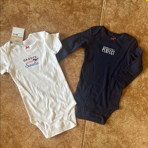 Baby Onesie Set - White & Navy, 12 month NEW with tags!